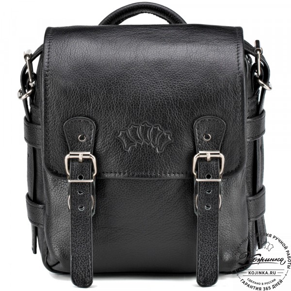 Кожаная сумка через плечо "Джек" (чёрная) . фото 1