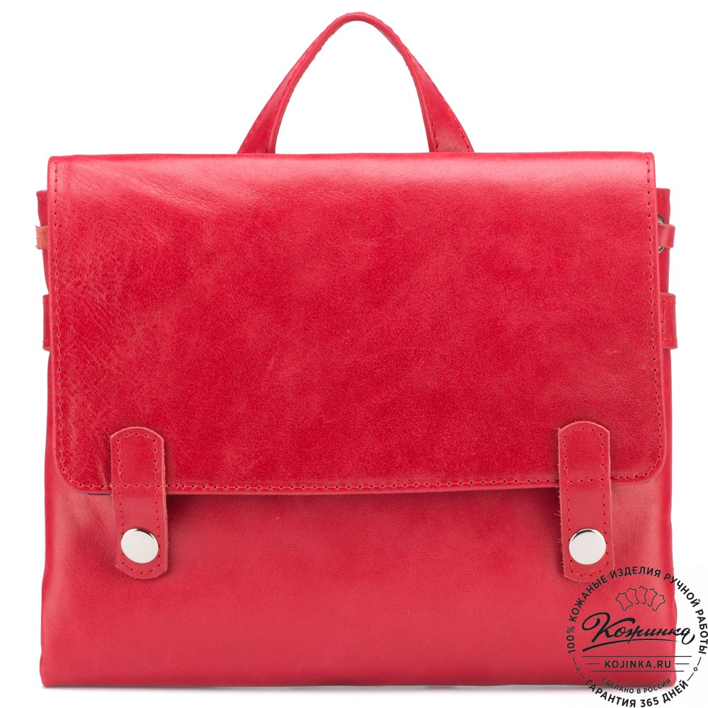 Кожаный рюкзак "Брук" (красный)