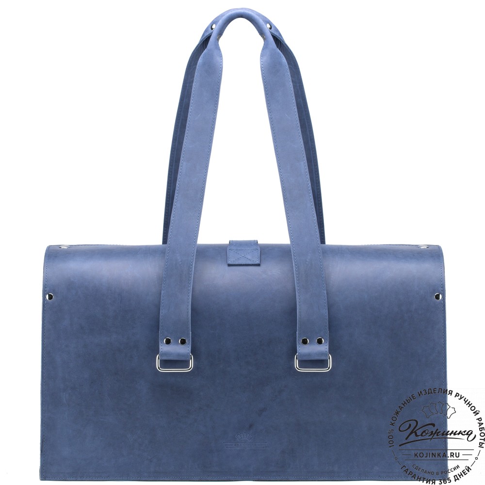 Кожаная дорожная сумка "Гамильтон" (синий крейзи)