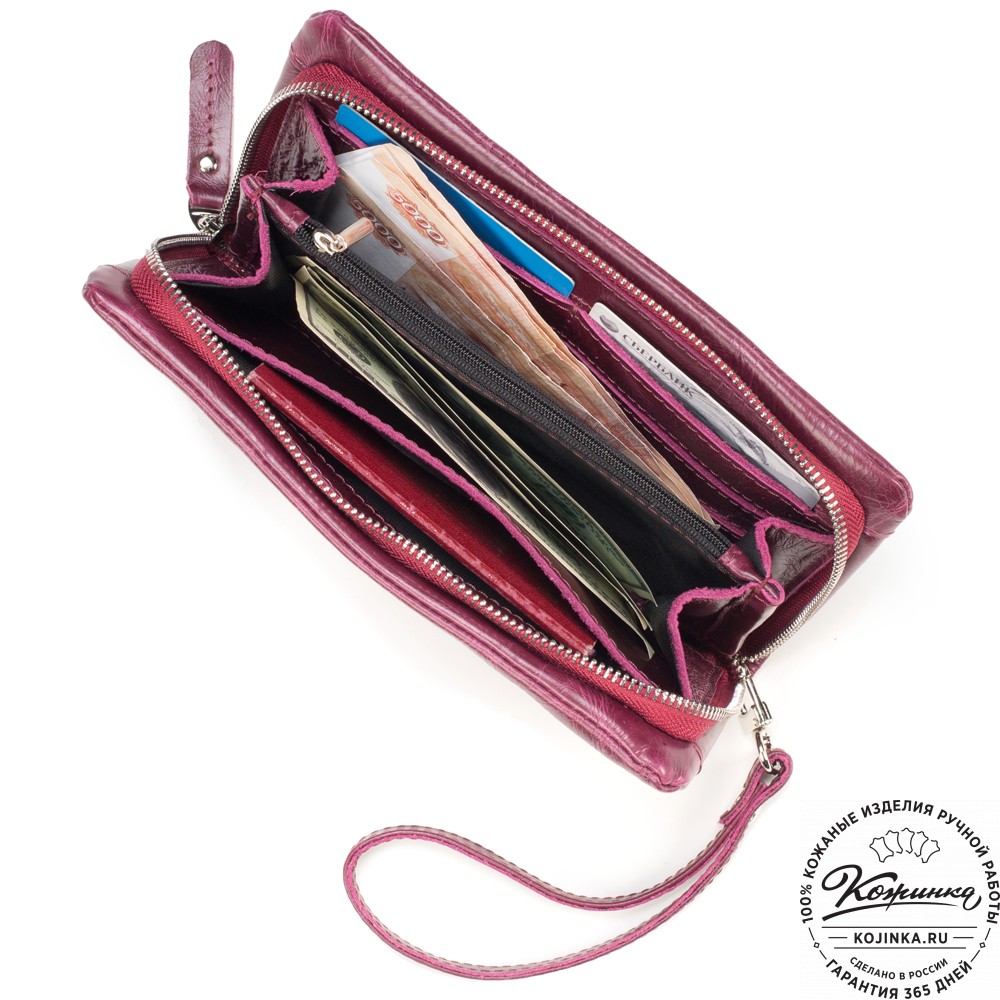 Кожаный клатч "Дарси" (бордовый антик)