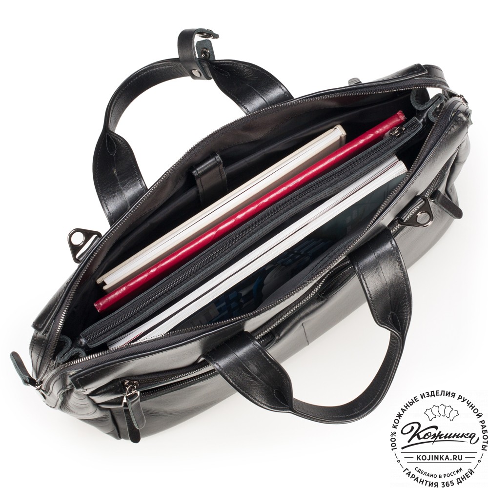 Кожаная деловая сумка "Марк" (черная)