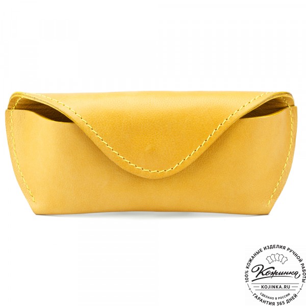 Кожаный футляр для очков из мягкой кожи  (жёлтый) . фото 1