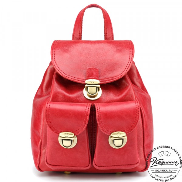 Женский кожаный рюкзак "Нэнси" (красный). фото 1