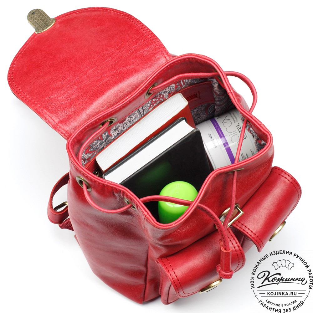 Женский кожаный рюкзак "Нэнси" (красный)