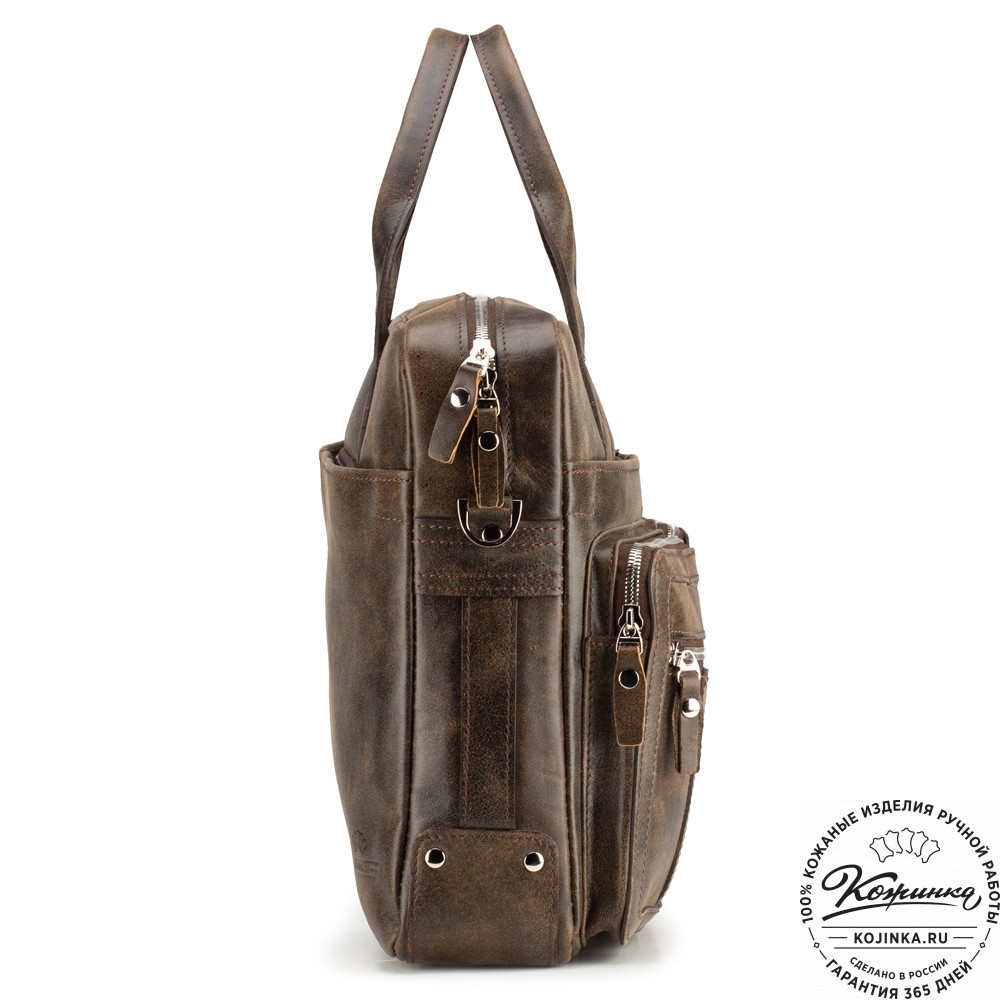 Кожаная деловая сумка "Гильермо" (коричневая наппа) 