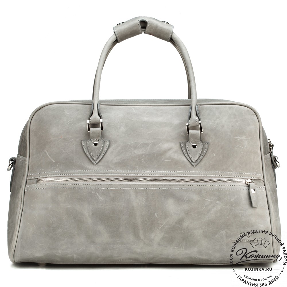 Кожаная дорожная сумка "Бруклин" (серый крейзи)