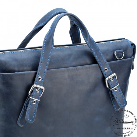 Кожаная деловая сумка "Франклин" (синий крейзи)