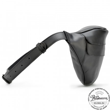 Кожаная сумка на пояс "Камиль" (чёрная) 