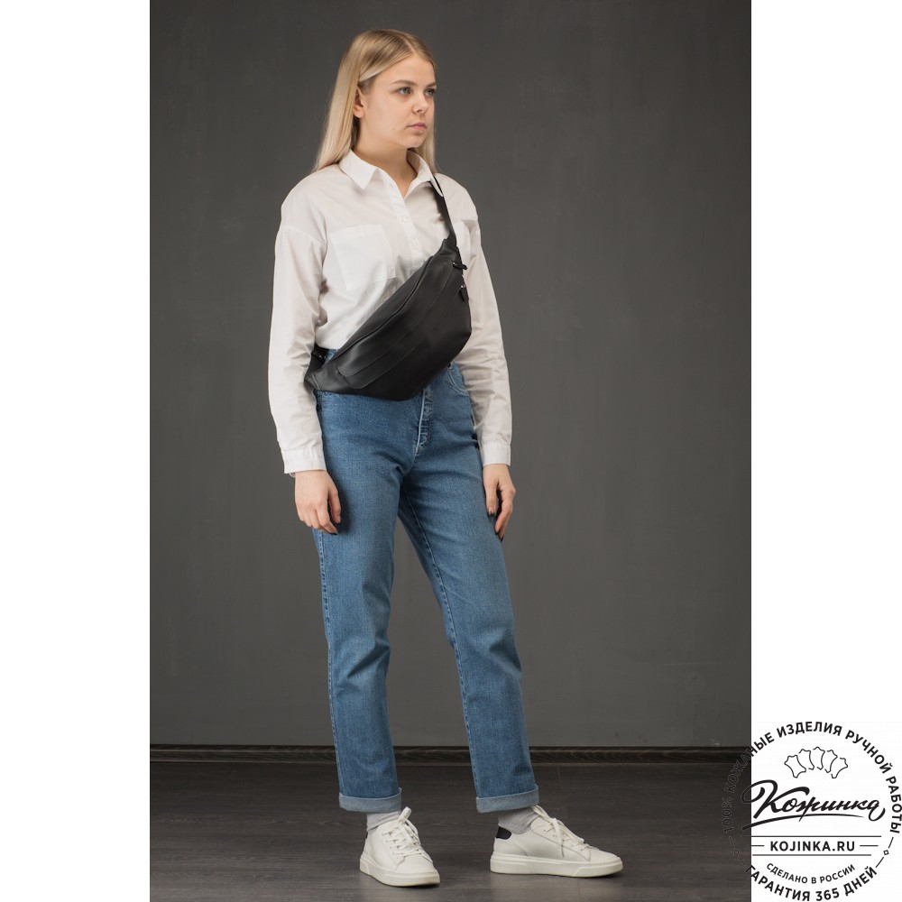 Кожаная сумка на пояс "Камиль" (фактура коричневый)