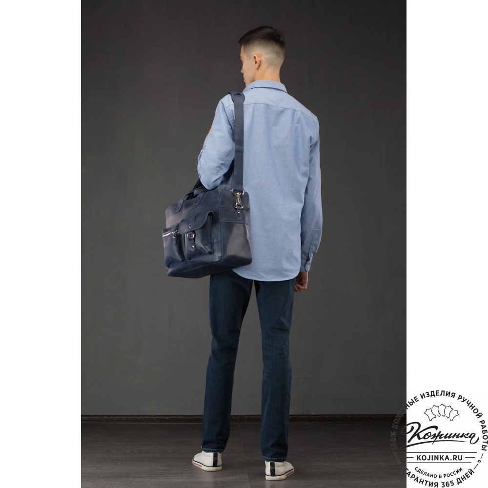 Кожаная деловая сумка "Райли" (синий воск) 