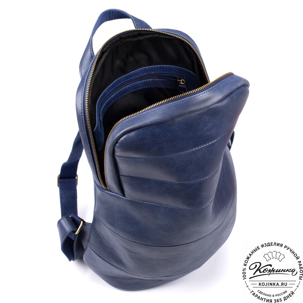 Кожаный рюкзак "Беверли" (синий)
