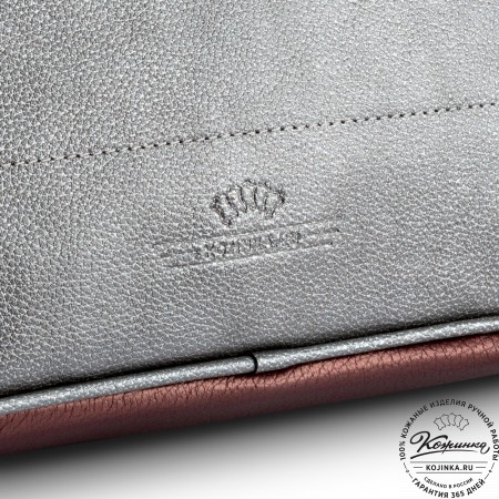 Кожаный рюкзак "Касандра" (серебро и бордовый металлик)