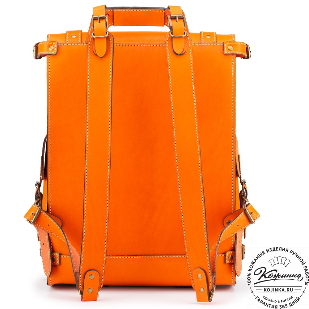 Кожаный ранец "Максимус 3" (оранжевый)