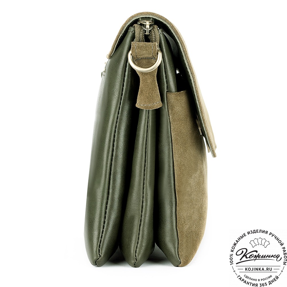 Женская сумка из кожи и замши  "Мишель" (хаки)