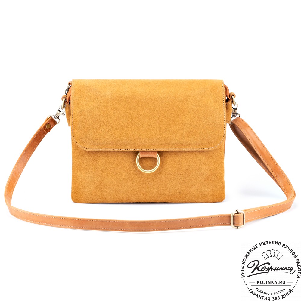 Женская сумка из кожи и замши  "Мишель" (рыжая)