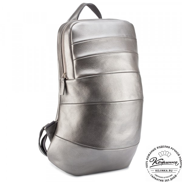 Кожаный рюкзак "Беверли" (серебро). фото 1
