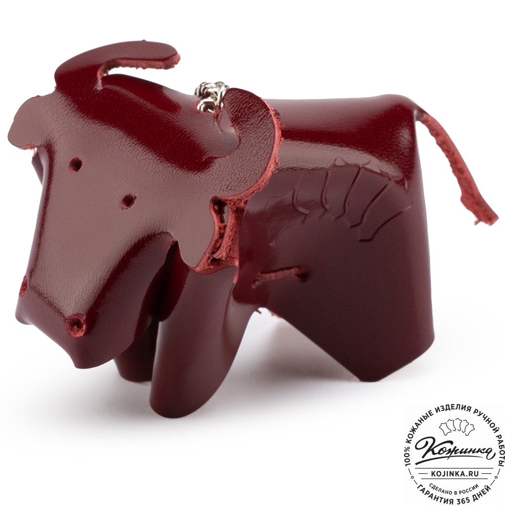 Кожаный брелок "Бычок" (бордо)