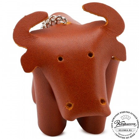 Кожаный брелок "Бычок" (рыжий)