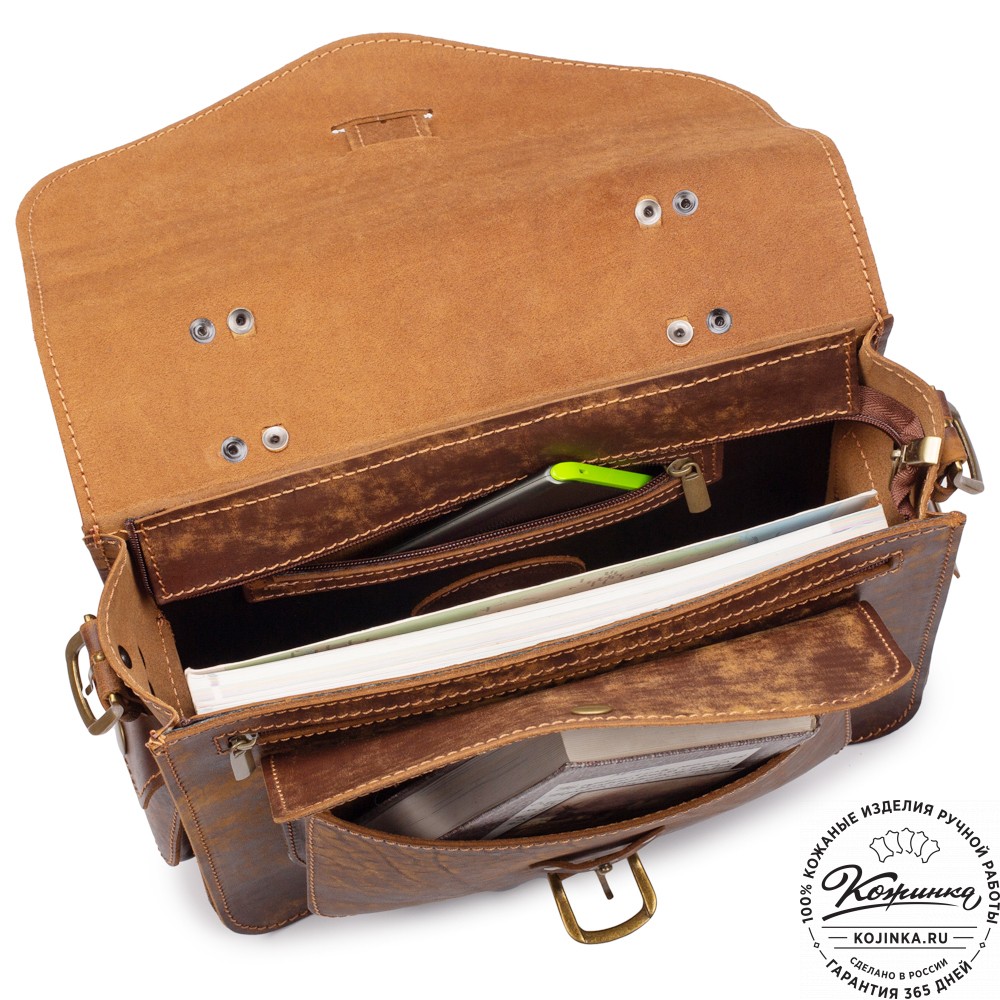 Кожаная  сумка "Леонардо" (старение коричневое)