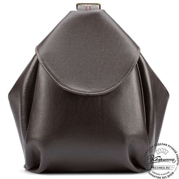 Кожаный рюкзак-сумка "Микки" (тёмно-коричневый). фото 1