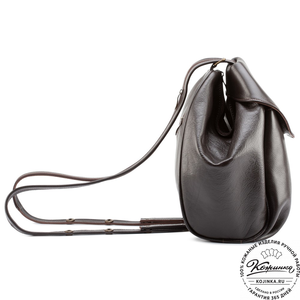 Кожаный рюкзак-сумка "Микки" (тёмно-коричневый)