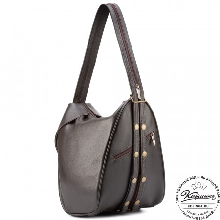 Кожаный рюкзак-сумка "Микки" (тёмно-коричневый)