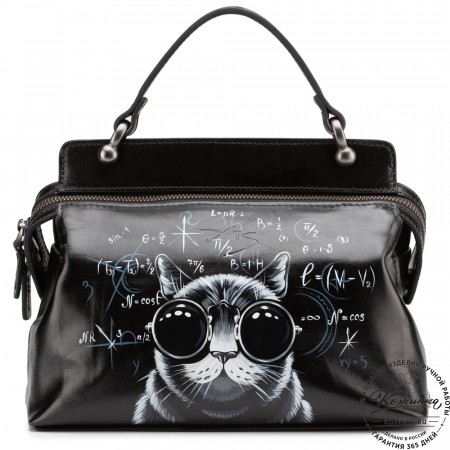 Женская кожаная сумка "Орнелла"  "Кот в очках" 