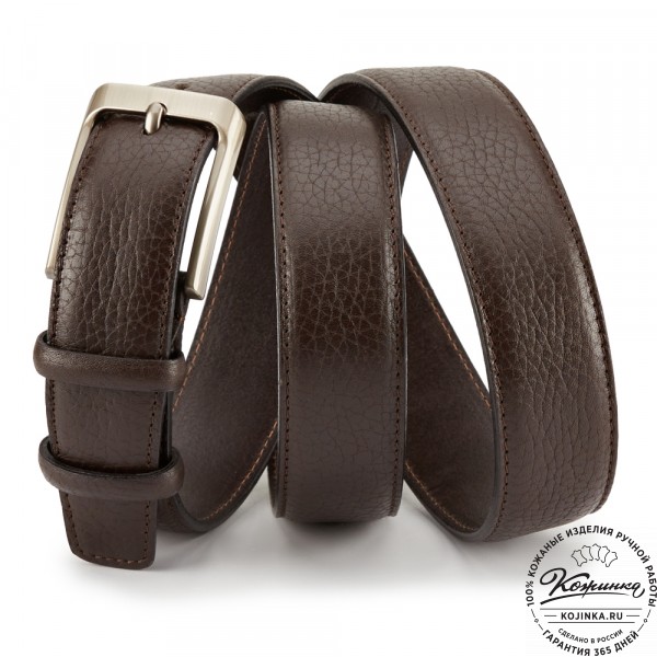 Кожаный ремень "Френсис" (тёмно-коричневый). фото 1