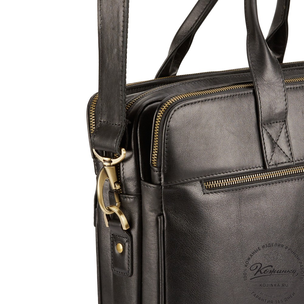 Кожаная деловая сумка "Густав" (чёрная)