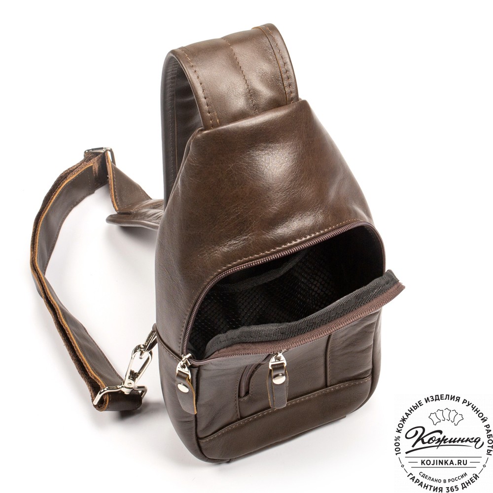 Кожаная нагрудная сумка "Ватикан" (коричневая)