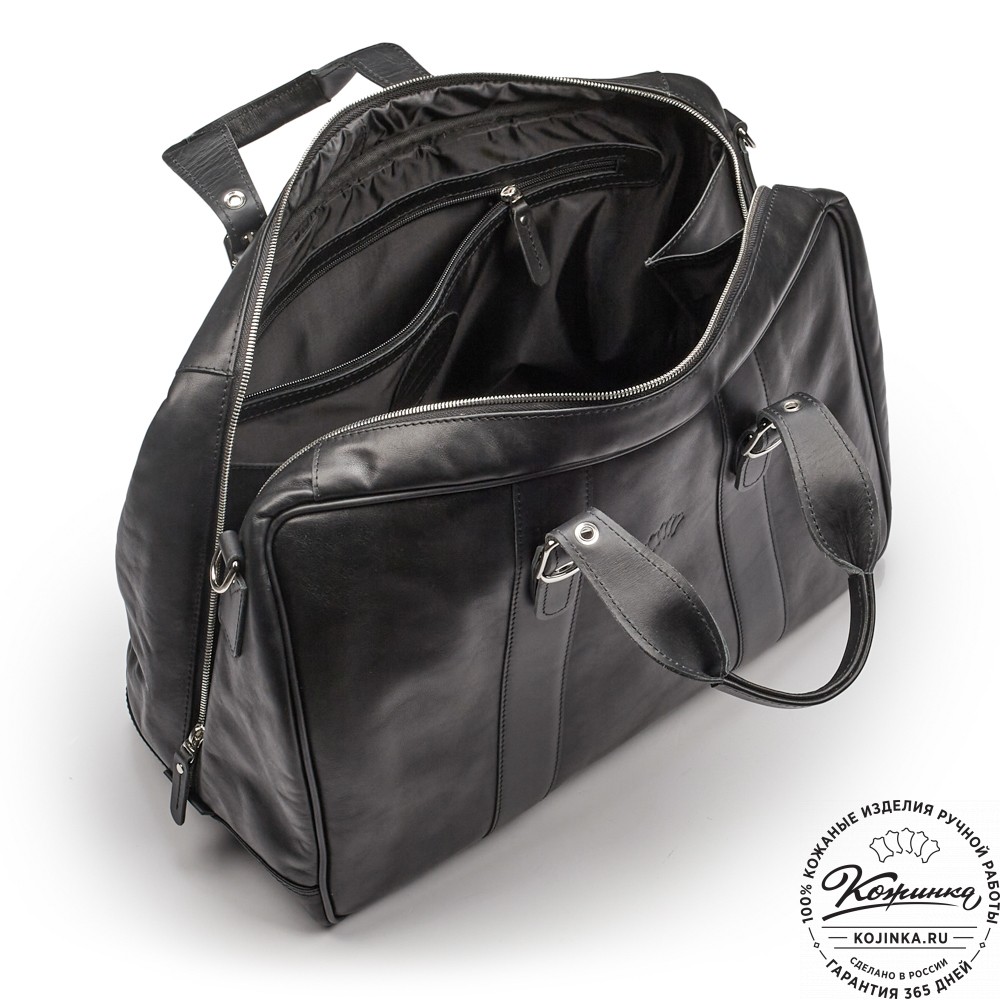 Кожаная дорожная сумка "Бристоль" (чёрная)