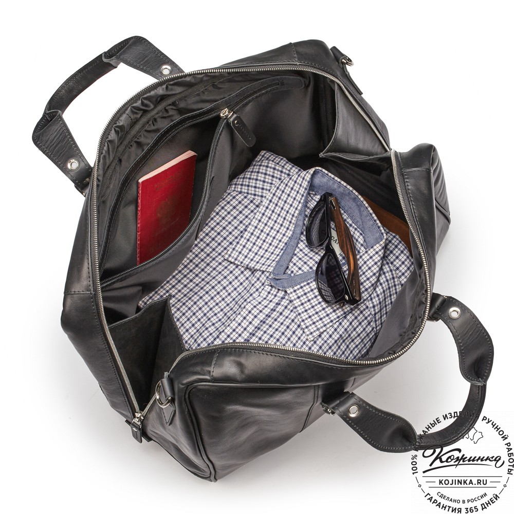 Кожаная дорожная сумка "Бристоль" (чёрная)