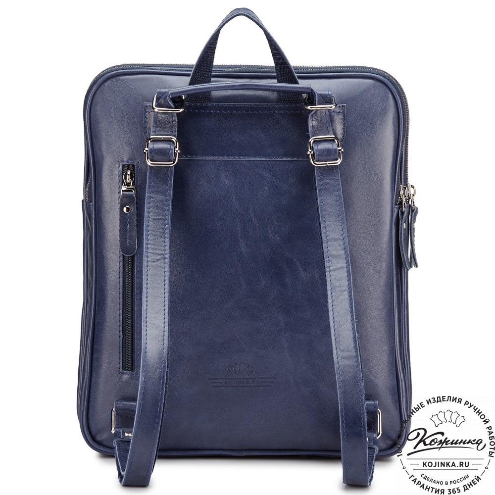 Кожаный рюкзак-сумка "Майя" (синий)
