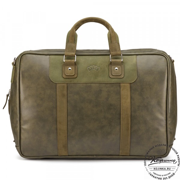 Кожаная дорожная сумка "Ирландия" (хаки гладкая кожа). фото 1