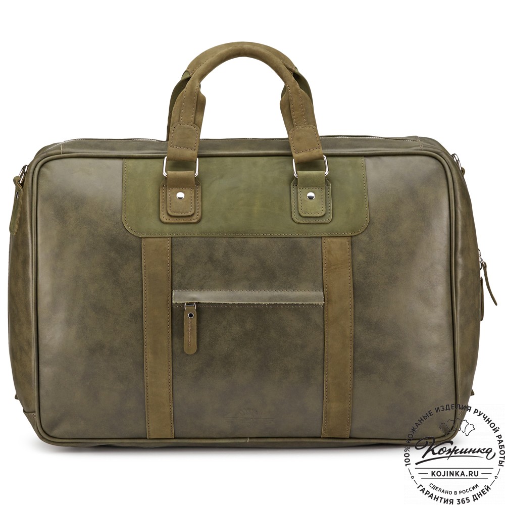 Кожаная дорожная сумка "Ирландия" (хаки гладкая кожа)