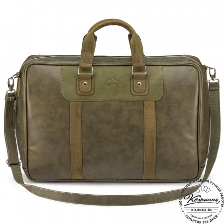Кожаная дорожная сумка "Ирландия" (хаки гладкая кожа)