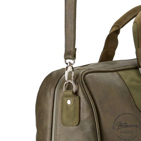 Кожаная дорожная сумка "Ирландия" (хаки гладкая кожа)
