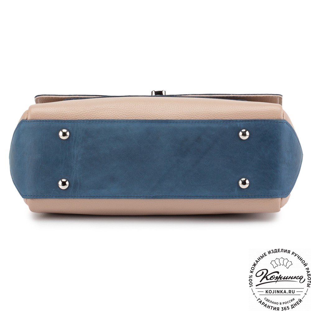 Женская кожаная сумка "Эстель" (пудра-аква)