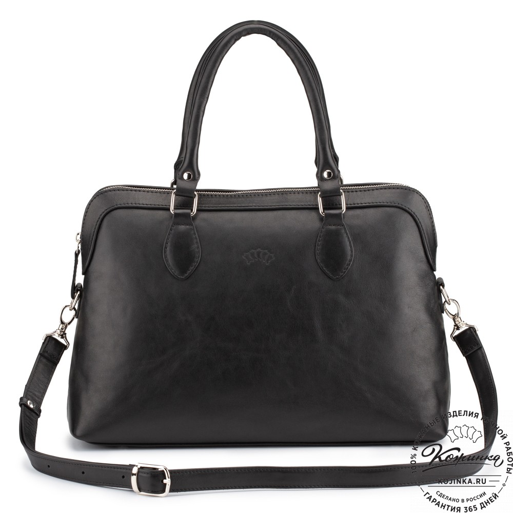 Женская кожаная сумка "Аврора" (чёрная гладкая кожа)