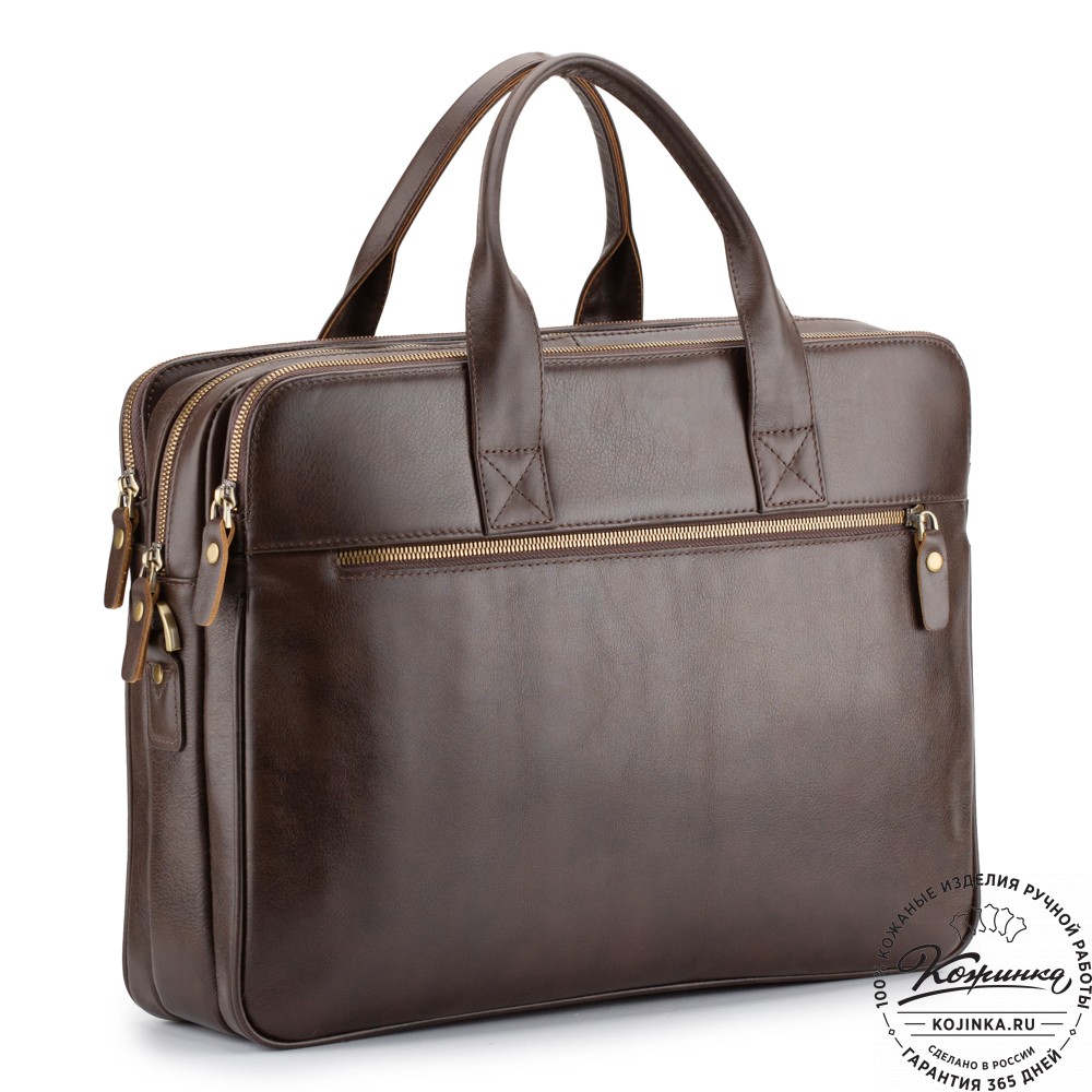 Кожаная деловая сумка "Густав" (коричневая гладкая кожа)