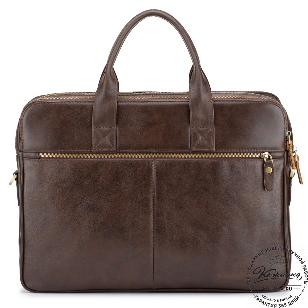 Кожаная деловая сумка "Густав" (коричневая гладкая кожа)