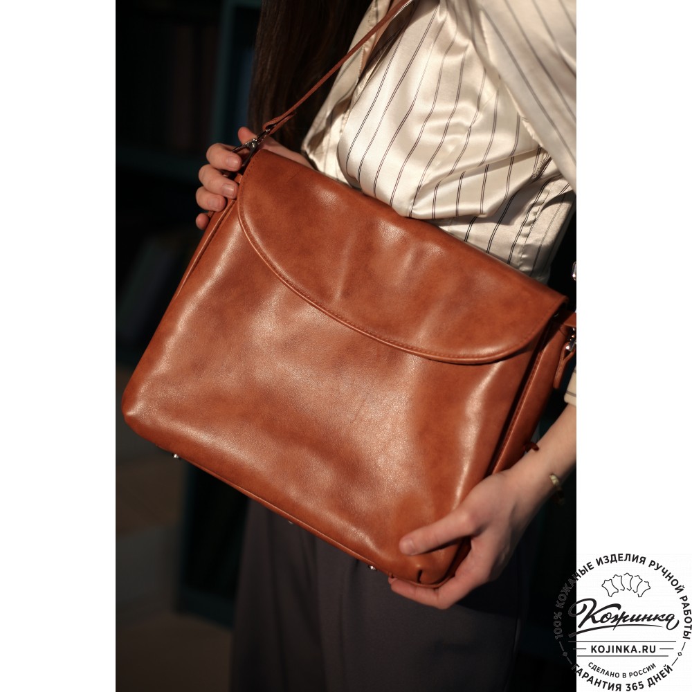Кожаная женская сумка "Кейт" (рыжая)