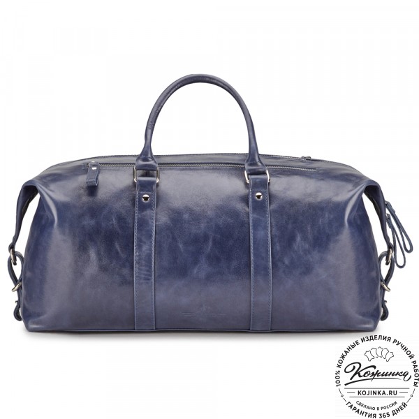 Кожаная дорожно-спортивная сумка Англия (синяя). фото 1