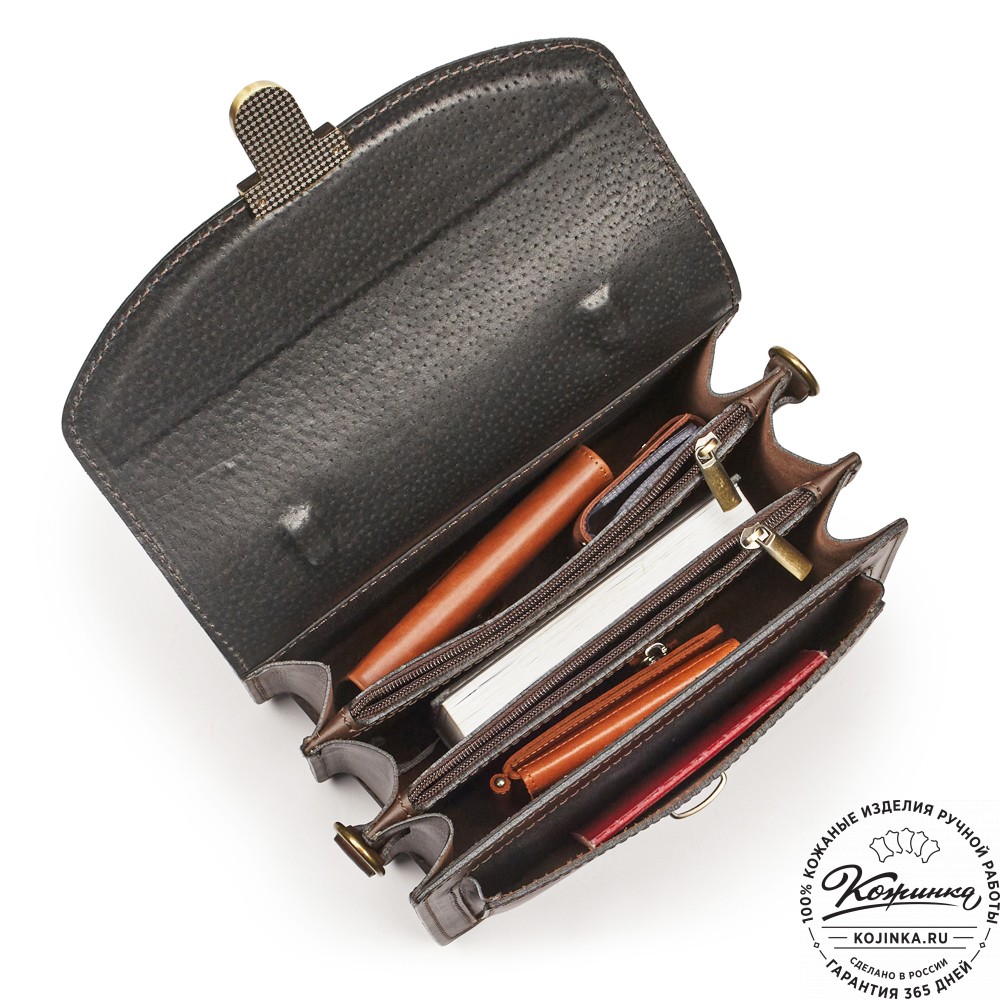 Кожаная барсетка "БС-Б1" (тёмно-коричневая)