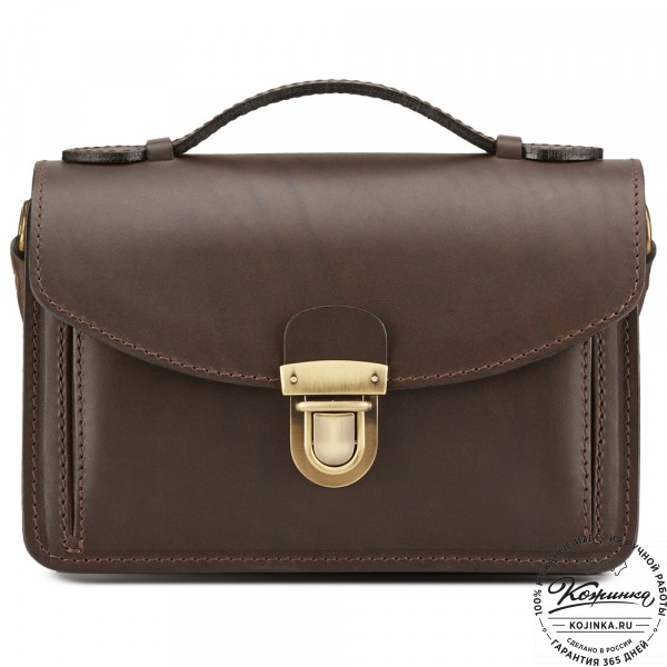 Кожаная барсетка "БС-Б1" (тёмно-коричневая). фото 1