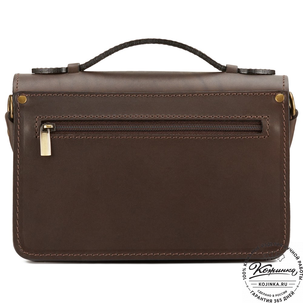 Кожаная барсетка "БС-Б1" (тёмно-коричневая)