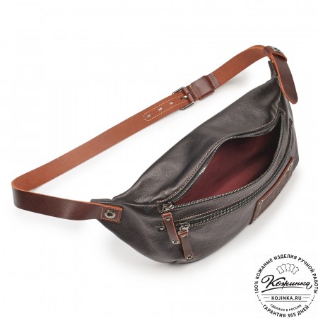 Кожаная нагрудная сумка "Мельбурн" (черная)