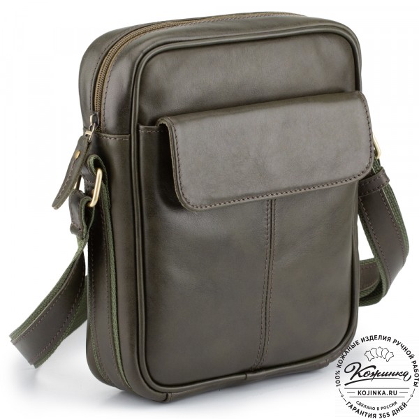 Кожаная сумка "Канада" (хаки гладкая кожа). фото 1