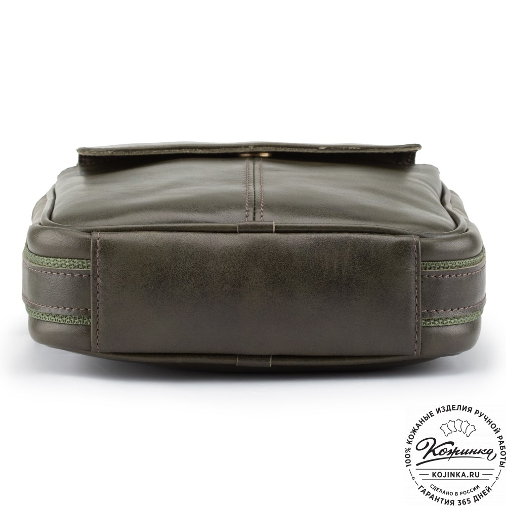 Кожаная сумка "Канада" (хаки гладкая кожа)