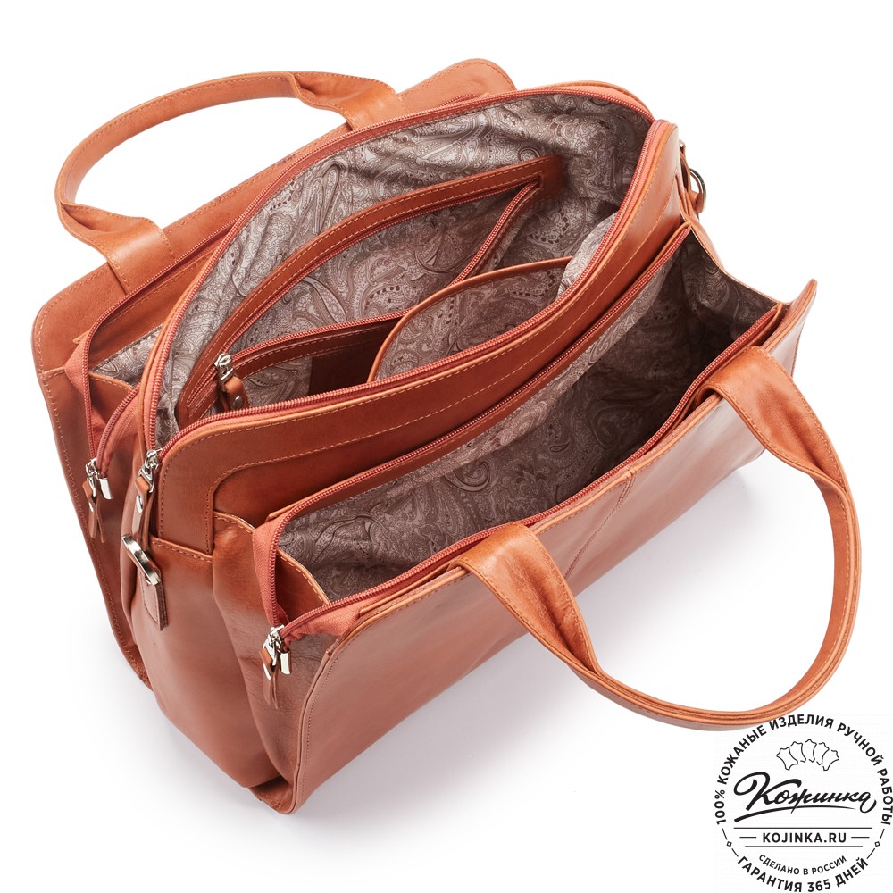 Женская кожаная сумка "Батерфляй" (рыжая)